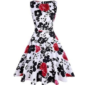 1950's Style Floral Spring Rockabilly Dress